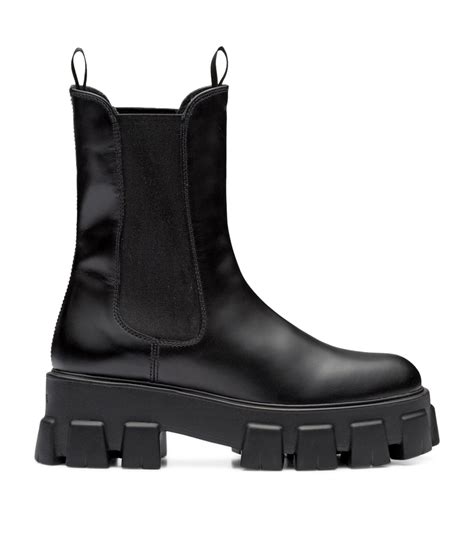 prada monolith brushed leather booties|monolith gabardine boots.